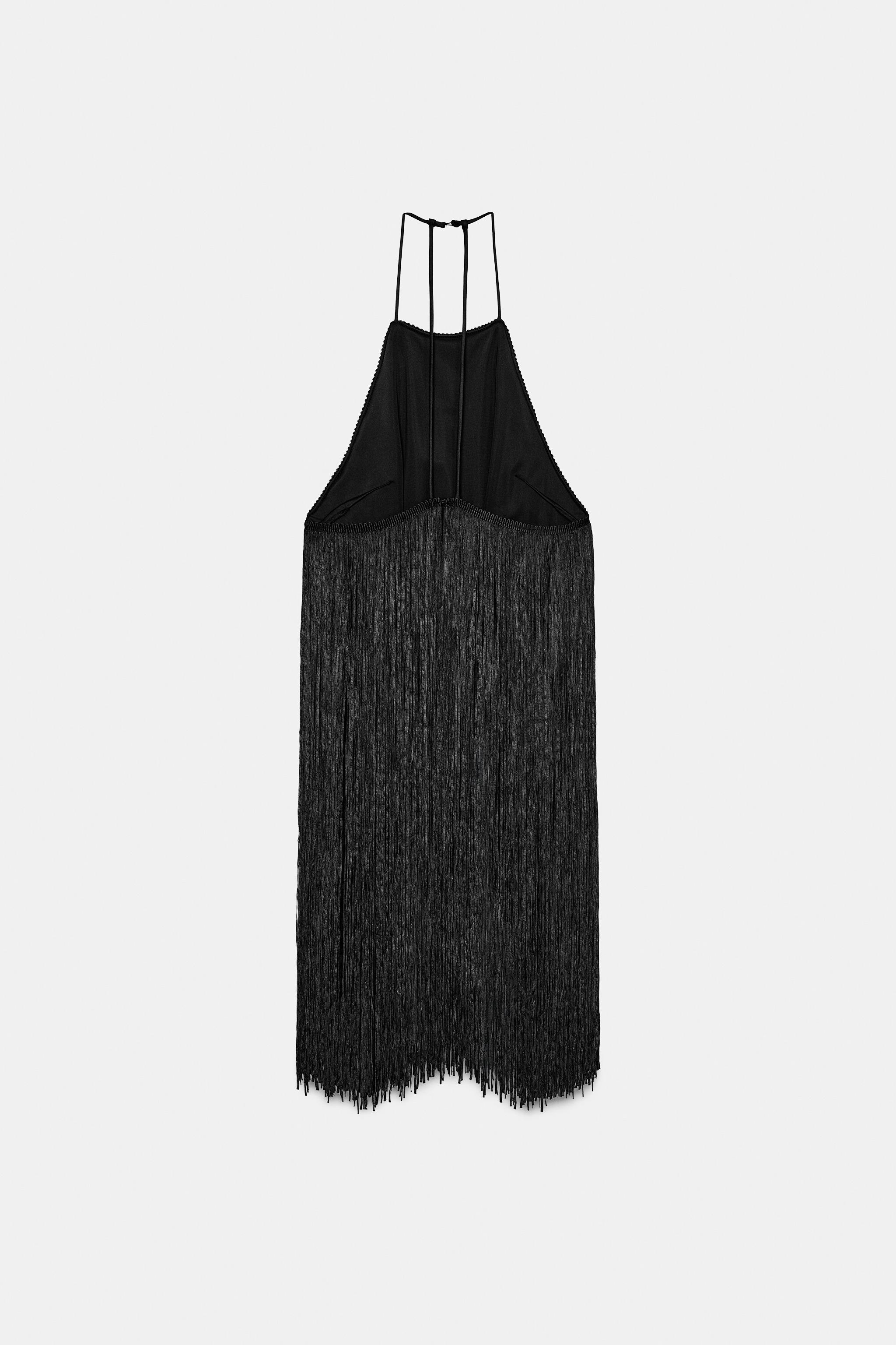 FRINGED VELVET HALTER TOP