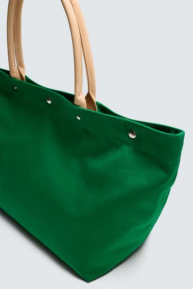SAC SHOPPER DÉTAILS CUIR AARON LEVINE X ZARA - Vert de Zara - Image 3