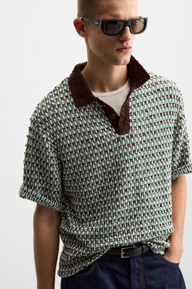 POLO EN MAILLE JACQUARD - Vert de Zara - Image 5