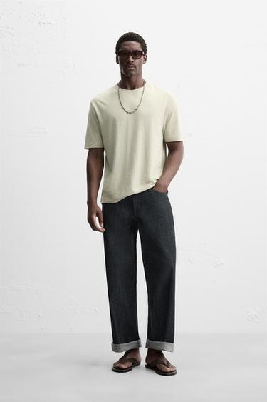 TEXTURED T-SHIRT - Green marl by Zara