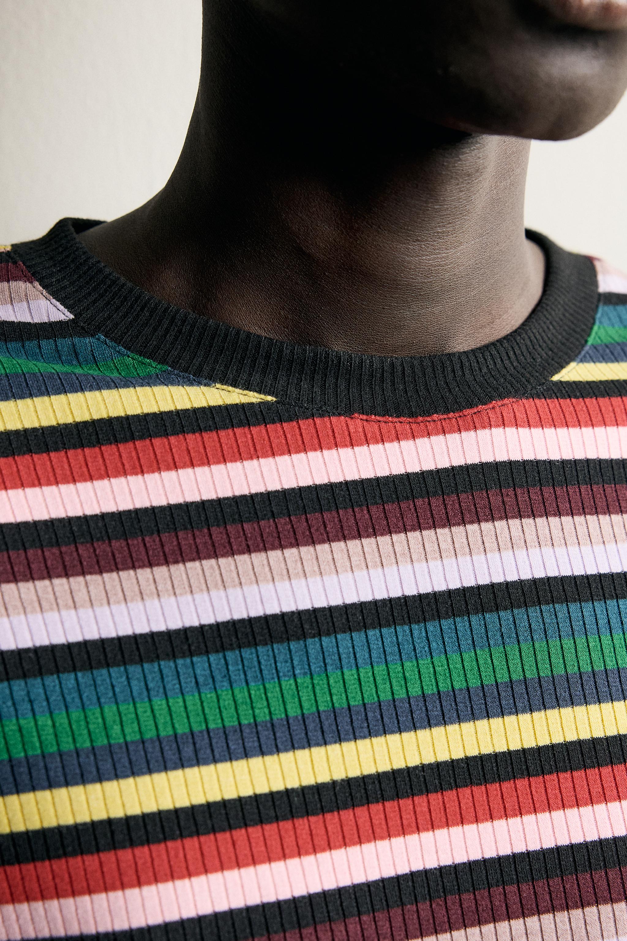 Zara RELAXED FIT ÇİZGİLİ T-SHIRT görsel 6