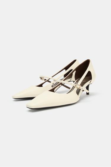 HEELED SHOES WITH SIDE CUT-OUTS - White by Zara - Image 2