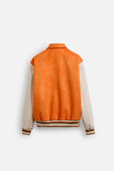 FAUX SUEDE PATCH JACKET - Orange by Zara - Image 7
