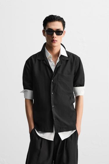 LYOCELL BLEND SHIRT - Black by Zara