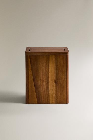 TEXTURED WOODEN BATHROOM BIN - Light beige by Zara
