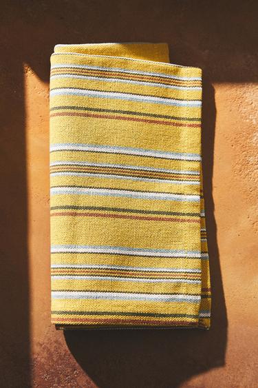 PACK OF COTTON NAPKINS WITH MULTICOLOURED STRIPES (PACK OF 4) - yellow by Zara