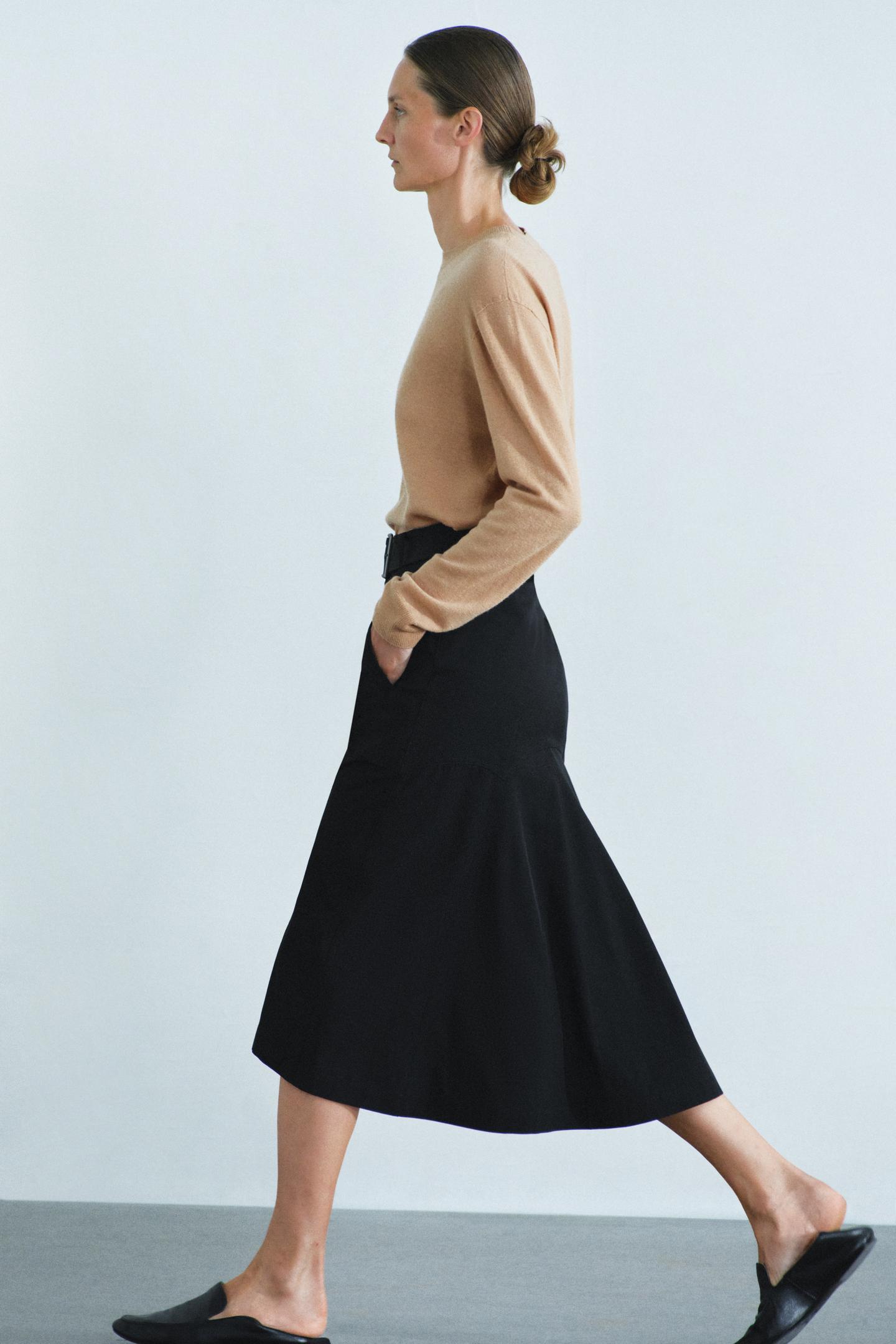 Женская юбка Zara ZW Collection Belted Cargo MIDI, цвет: Чёрный — фото 3