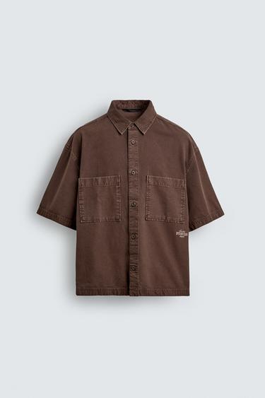 CHEMISE STRUCTURÉE À POCHES - Marron de Zara
