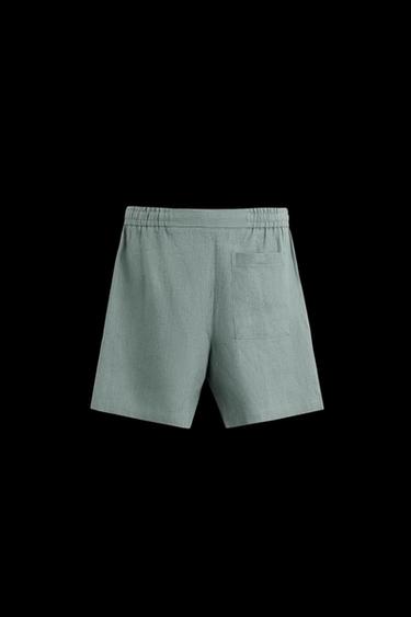 REGULAR-FIT-BERMUDASHORTS AUS 100 % LEINEN - Graugrün von Zara