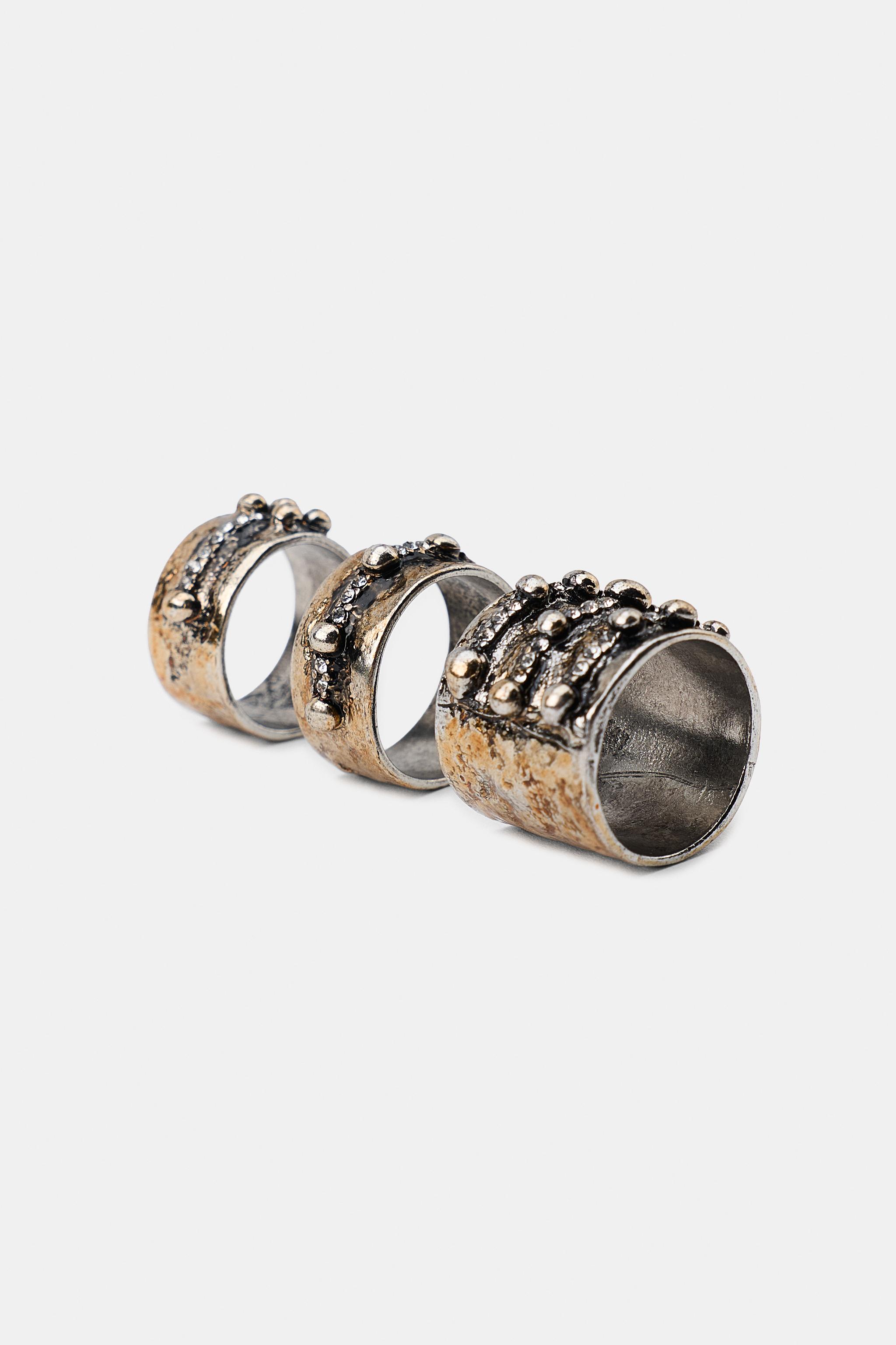 PACK OF 3 CARVED SHIMMER RINGS