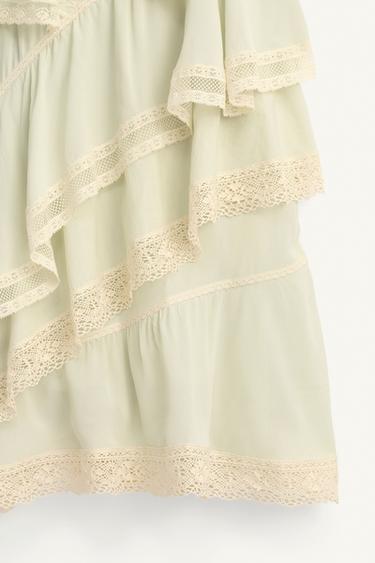 LIMITED EDITION RUFFLED LACE DRESS - Light green by Zara - Image 9