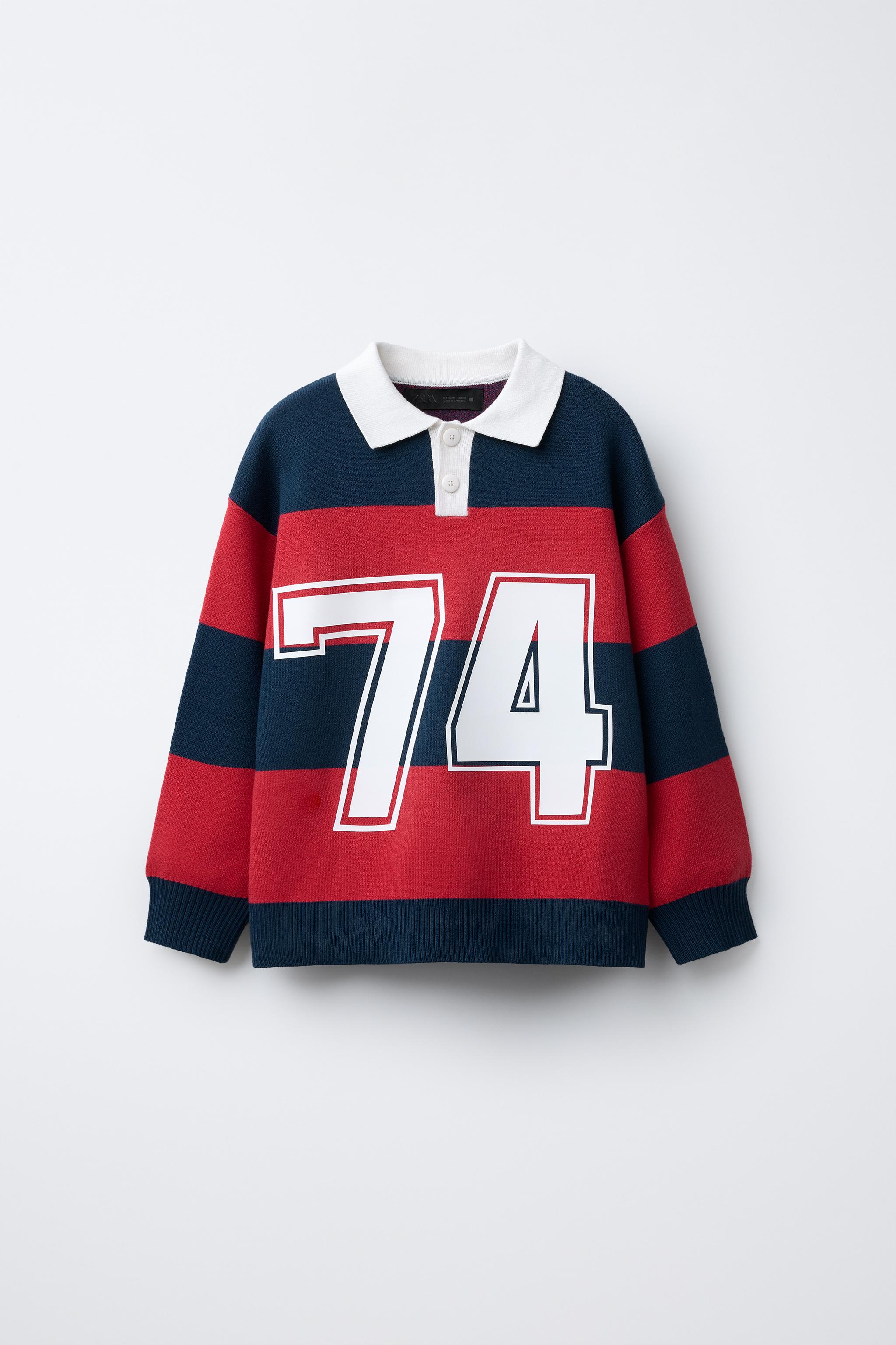 STRIPED VARSITY KNIT POLO SWEATER
