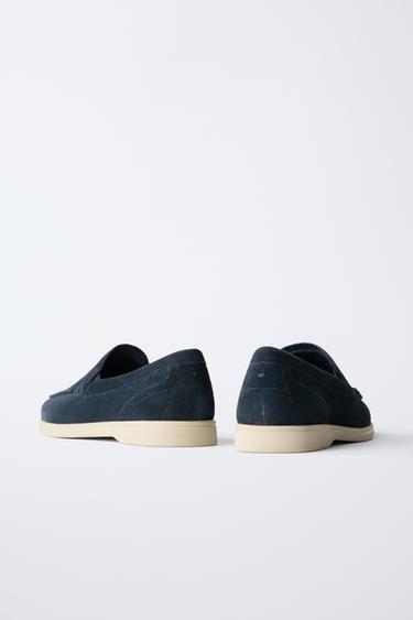 CHAUSSURES BATEAU CUIR - Bleu marine de Zara - Image 4