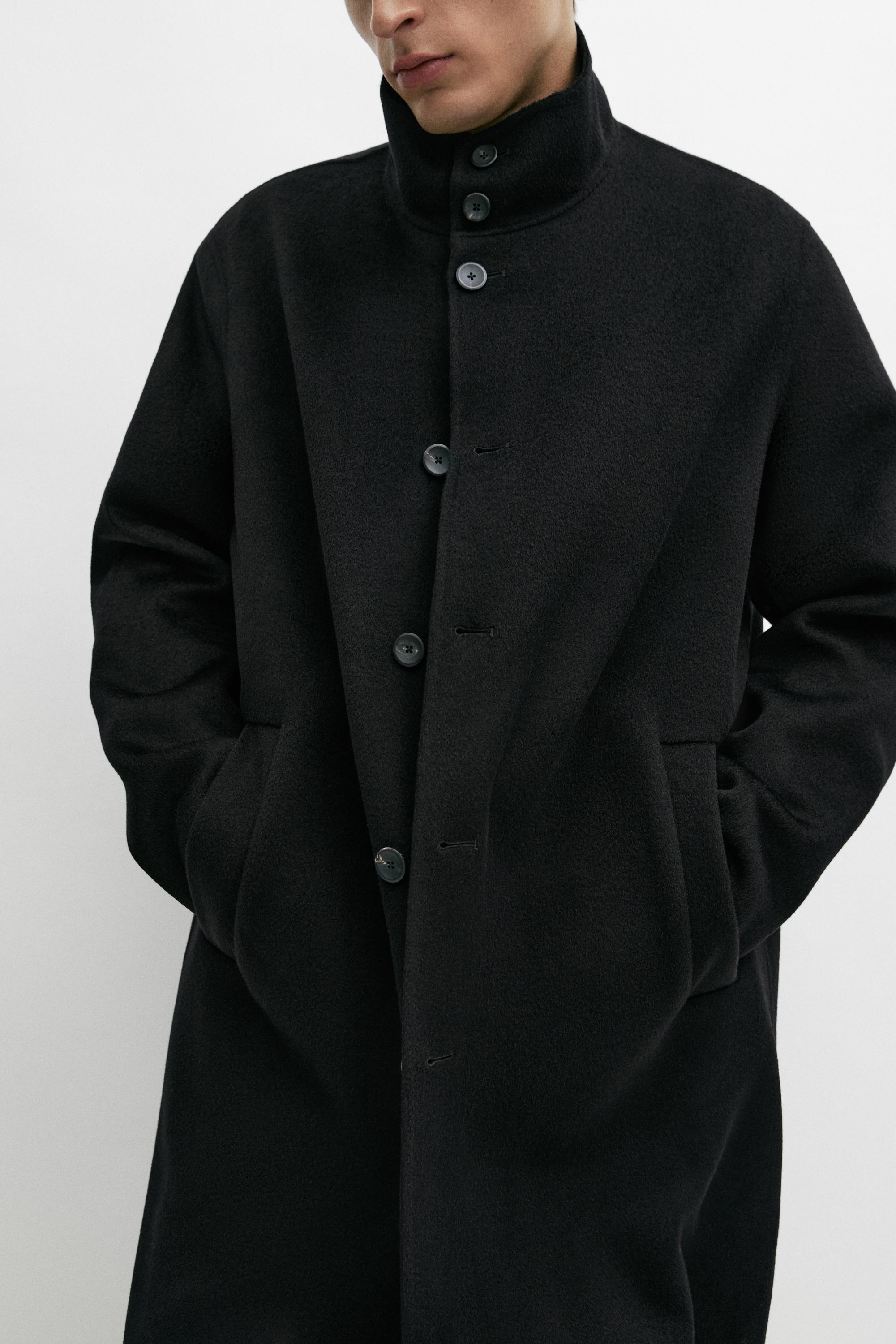 High neck wool blend coat