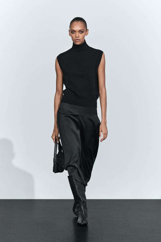 Zara Wool blend mock turtleneck knit top - Black - Image 0