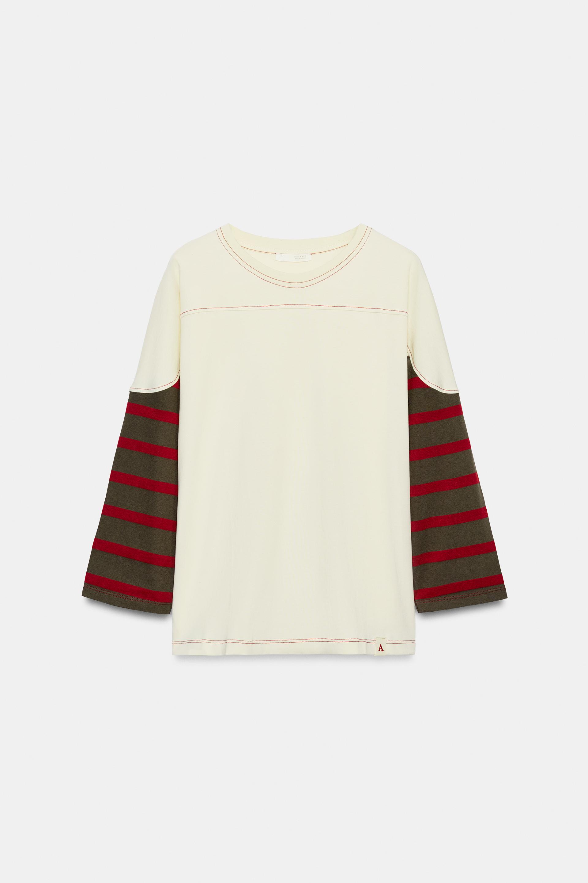CONTRAST SLEEVE STRIPED T-SHIRT thumbnail 5