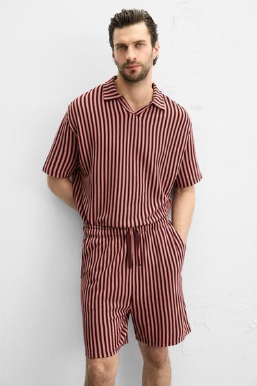 JACQUARD-BERMUDASHORTS MIT STREIFEN - Helles Granatrot von Zara