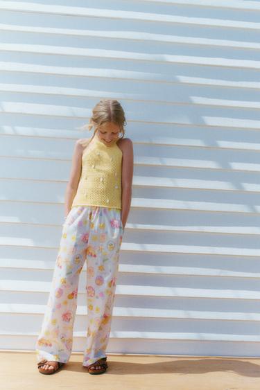 KNIT TOP WITH SHELL BEADS - Yellow by Zara