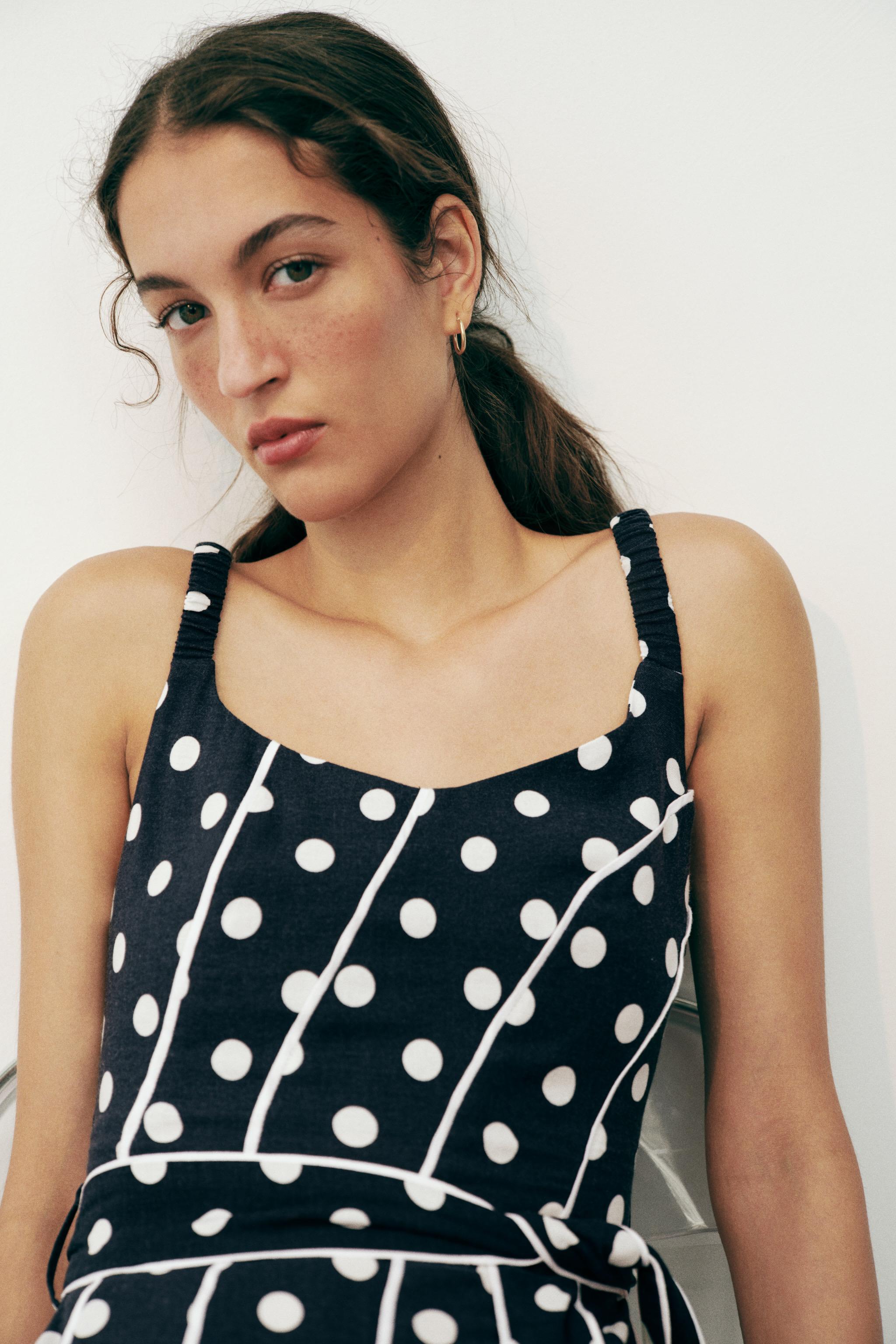 Женские платья Zara POLKA DOT BELTED MIDI DRESS — фото 3