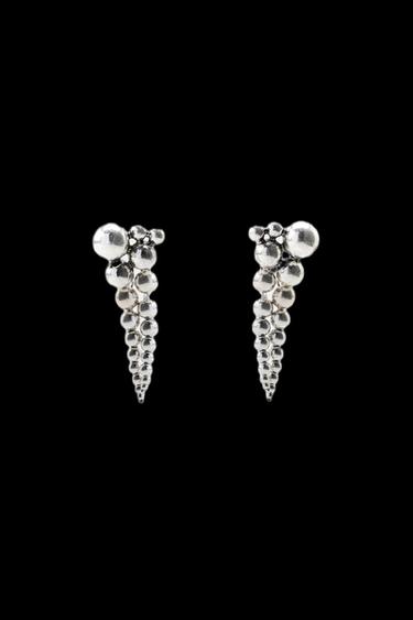 PENDIENTES LARGOS BOLAS METÁLICAS - Plata de Zara