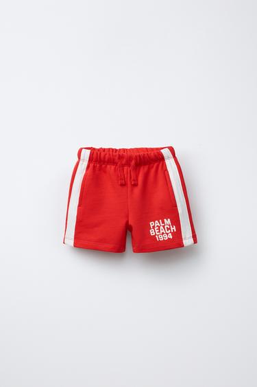 BERMUDA TEXTO BANDAS - Rojo de Zara