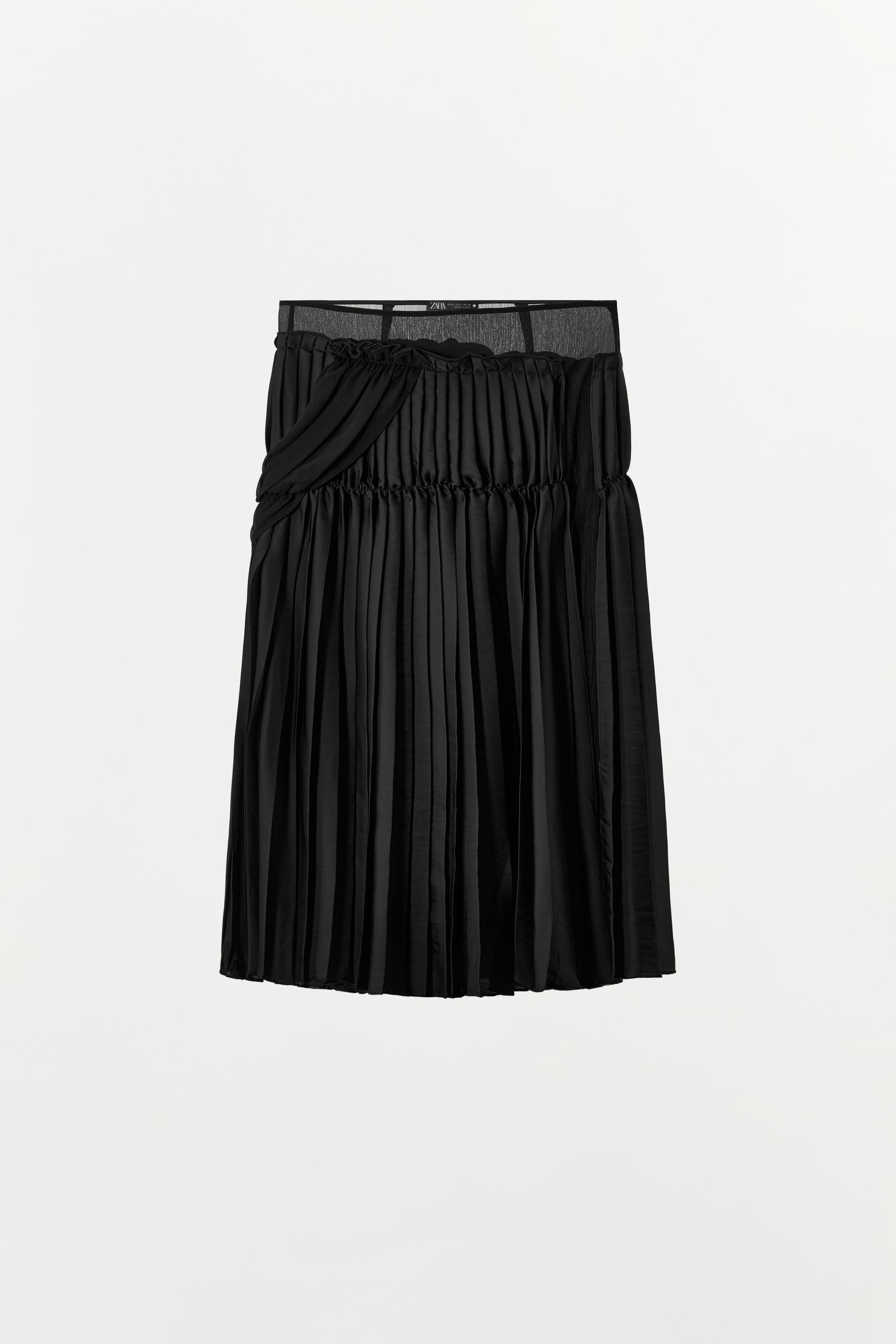 COMBINATION PLEATED MIDI SKIRT