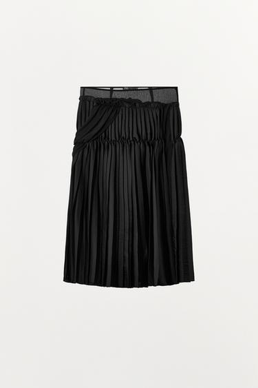 COMBINED PLEATED MIDI SKIRT - Black by Zara - Image 5