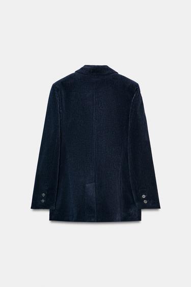 CORDUROY BLAZER WITH SHOULDER PADS - Navy blue by Zara - Image 7
