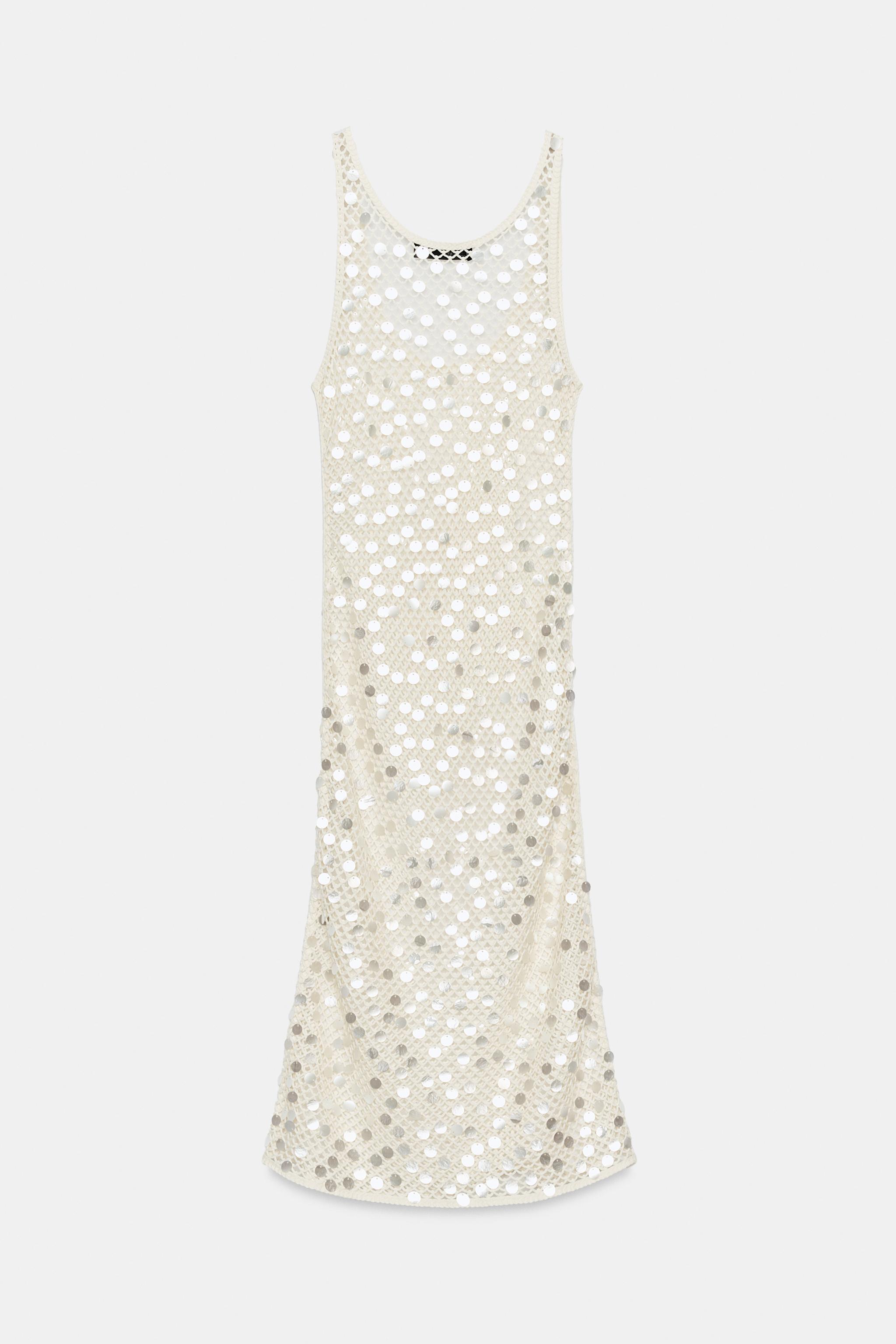 Женские платья Zara SEQUIN RED MIDI DRESS — фото 6
