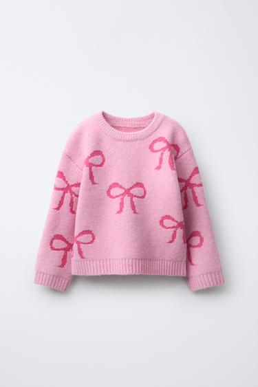 KNIT JUMPER WITH BOWS - Pink by Zara - Image 0