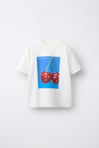 RHINESTONE PHOTOGRAPHIC PRINT T-SHIRT - Ecru by Zara