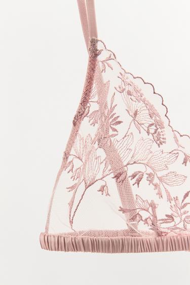 BRALETTE TULLE BRODERIES FLEURIES - Rose pastel de Zara - Image 5
