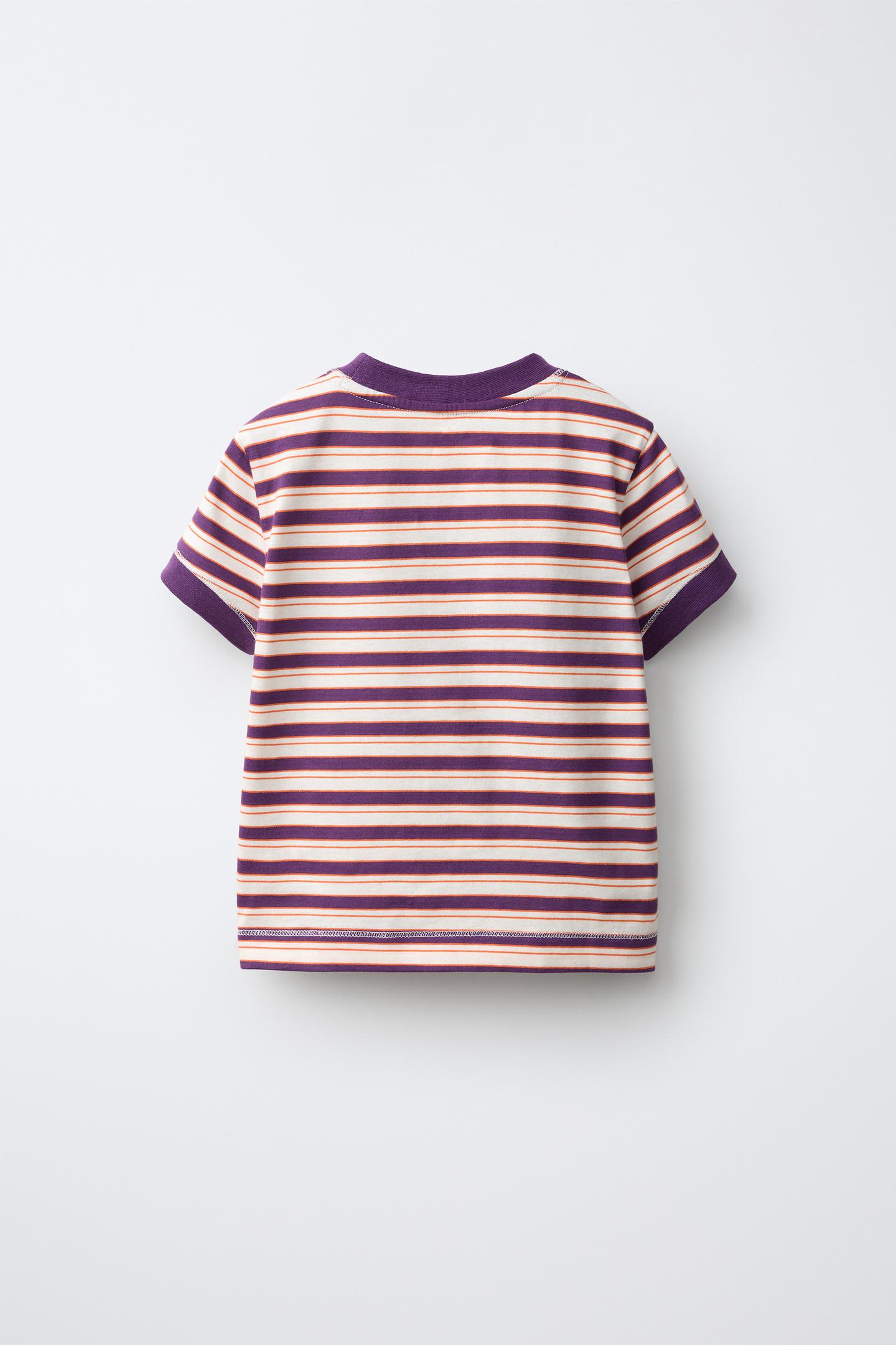 Детская футболка Zara Striped, цвет: Фиолетовый — фото 2