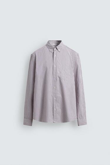 CHEMISE REGULAR FIT À RAYURES - Rose / Blanc de Zara