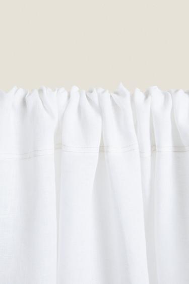 DOUBLE WIDTH LINEN CURTAIN WITH MEDIUM OPACITY - White by Zara - Image 2