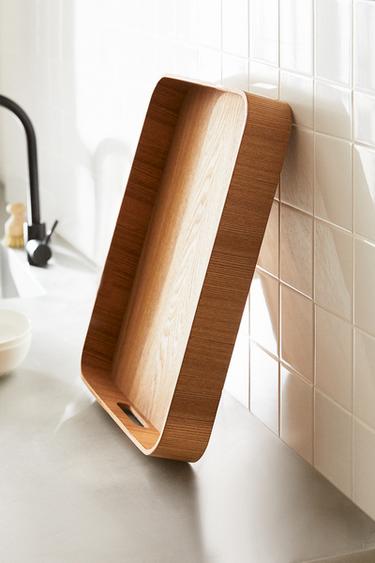 MEDIUM WOODEN TRAY - Light beige by Zara