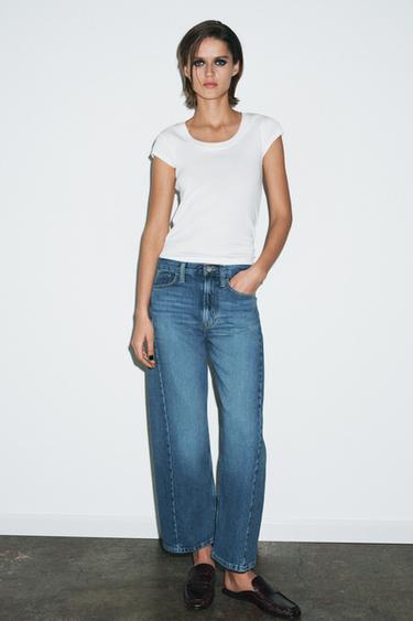 ZW COLLECTION ANKLE RELAXED FIT MID-WAIST JEANS - Mid-blue by Zara