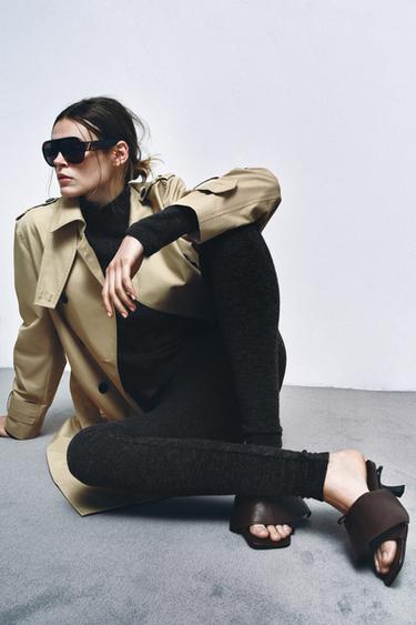 LEATHER KITTEN-HEEL SANDALS - Brown by Zara - Image 1