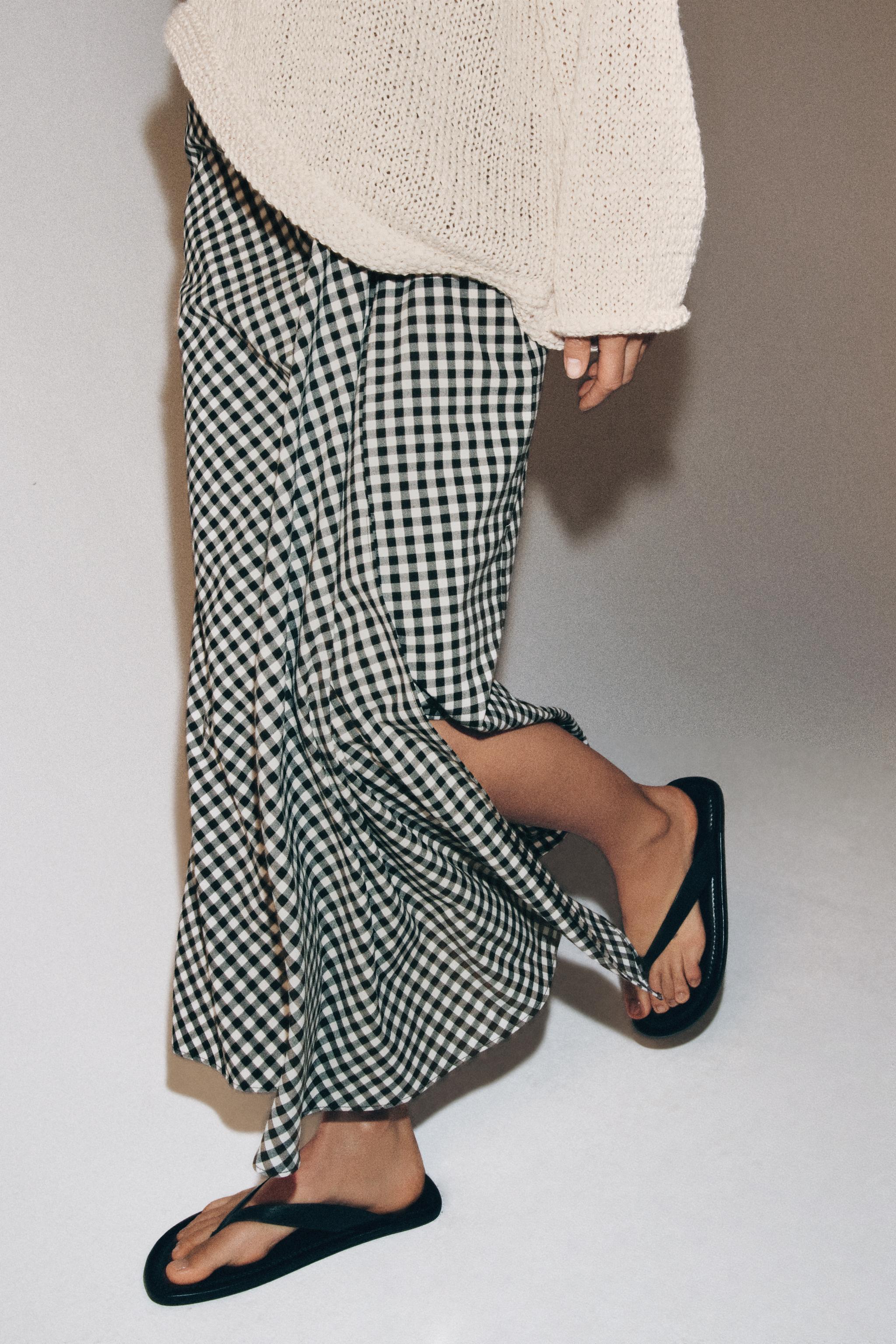 DRAPED GINGHAM SKIRT