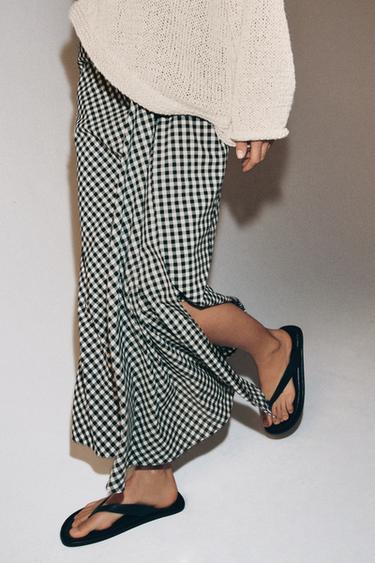 FALDA CUADRO VIICHY DRAPEADA - Negro / Blanco de Zara