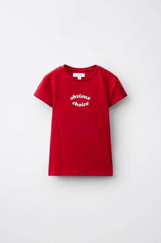 CAMISETA ESTAMPADO TEXTO - Rojo de Zara - Imagen 0