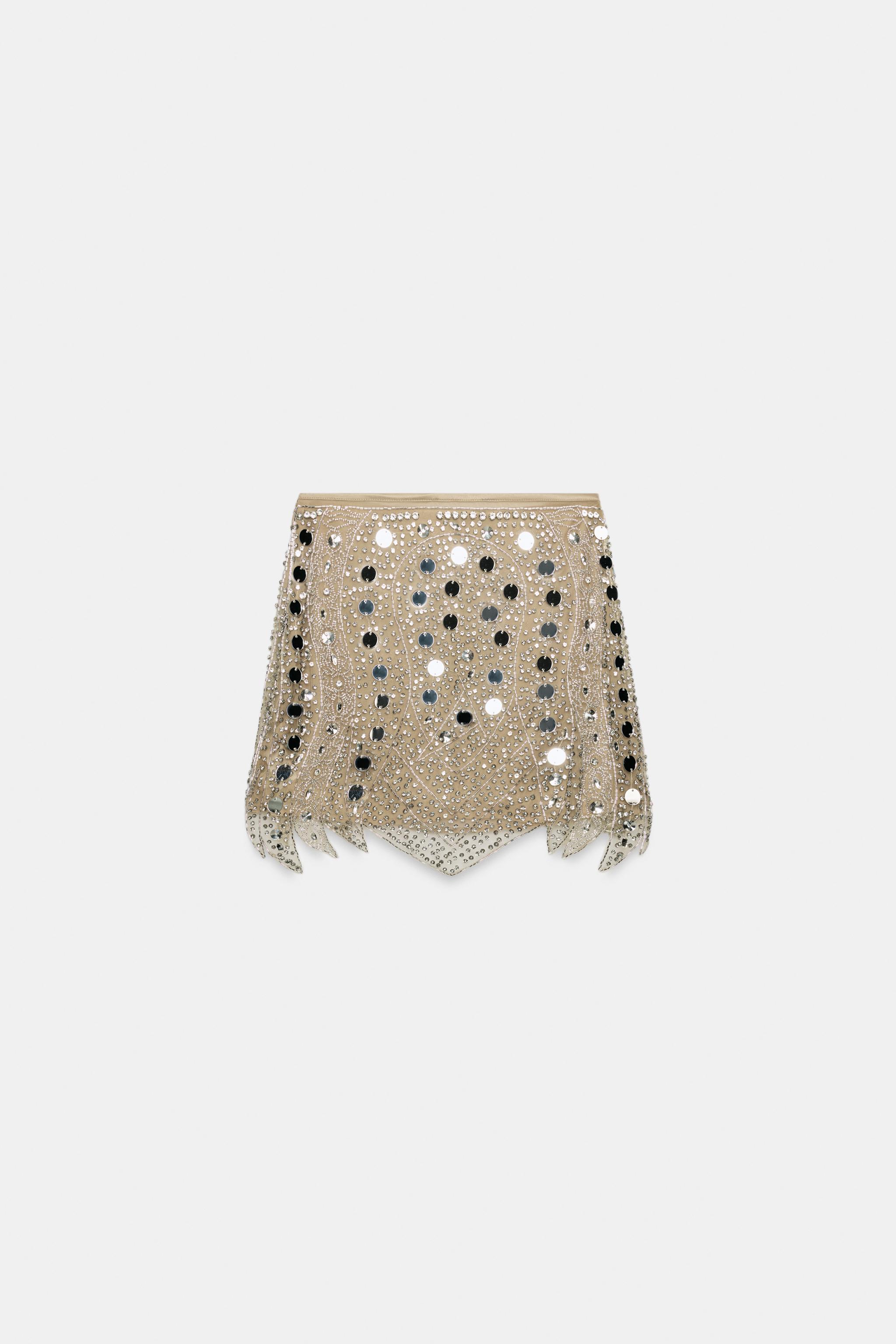 BEADED KNIT MINI SKIRT