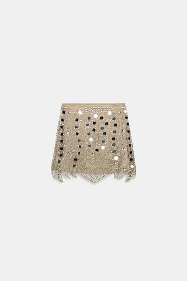 BEADED KNIT MINI SKIRT - Silver by Zara - Image 6