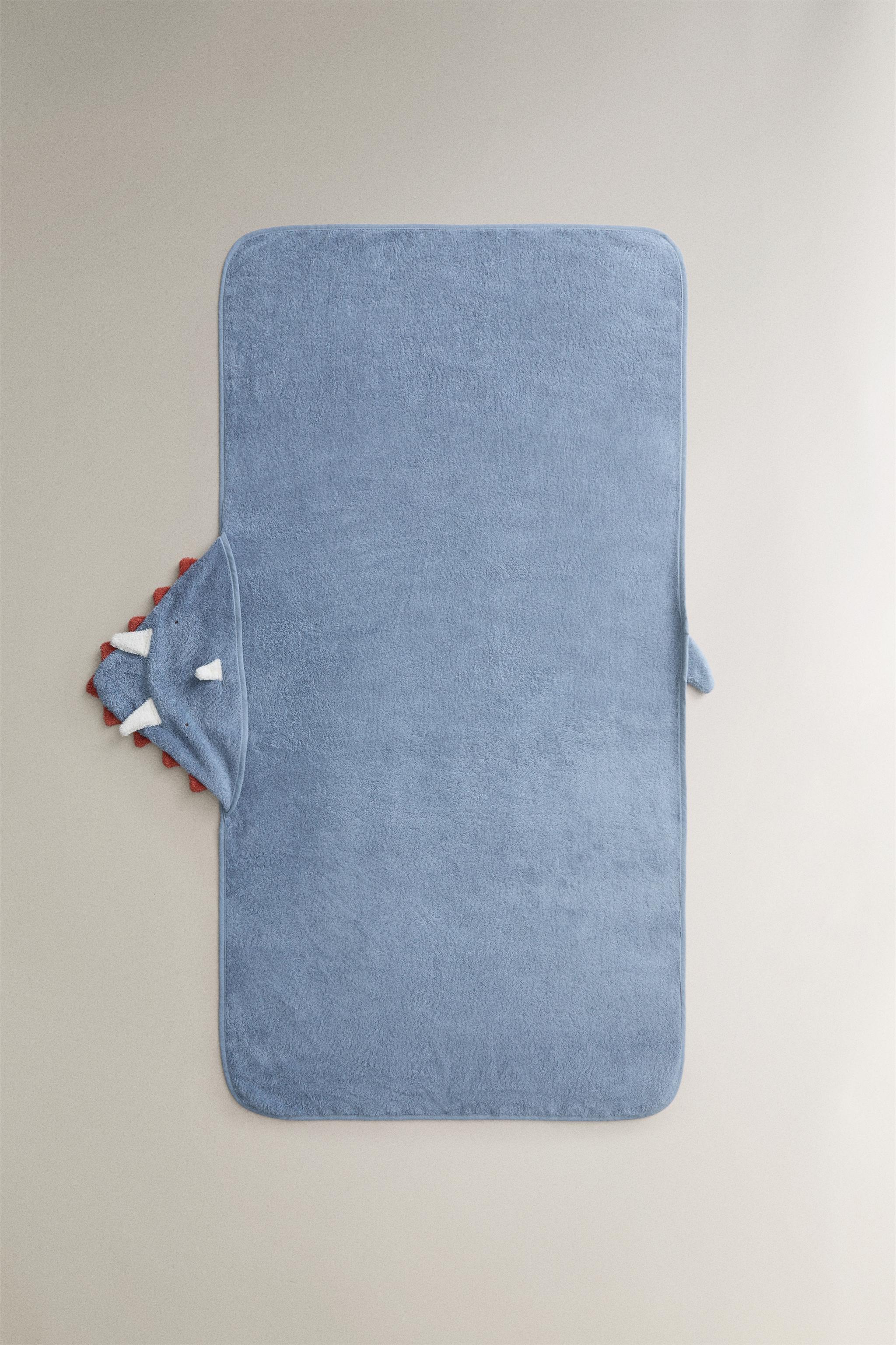 KIDS' DINOSAUR HOODED BATH TOWEL — Blue