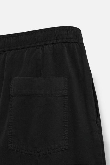 PANTALON À PLIS COTON - LIN - Noir de Zara - Image 8