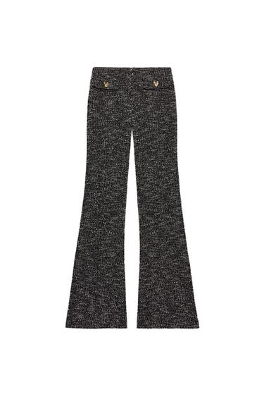 QUẦN VẢI DỆT GẤU LOE - Màu đen/Trắng từ Zara