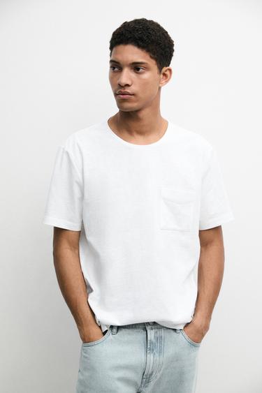 Zara Short sleeve T-shirt with pocket detail - White