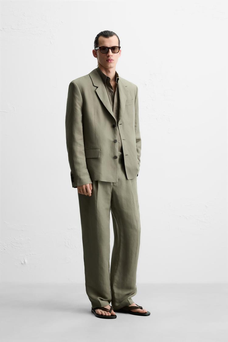 LYOCELL-LINEN SUIT BLAZER Mink ZARA Australia