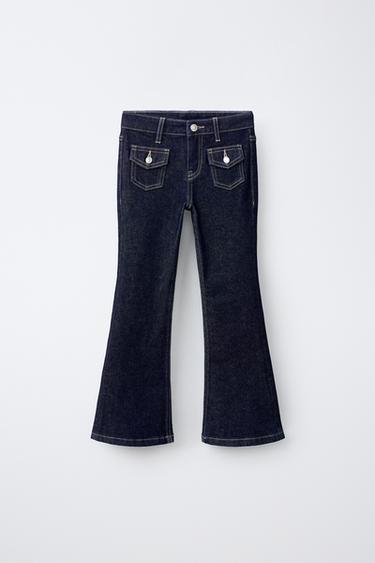 JEAN FLARE À POCHES - Bleu de Zara