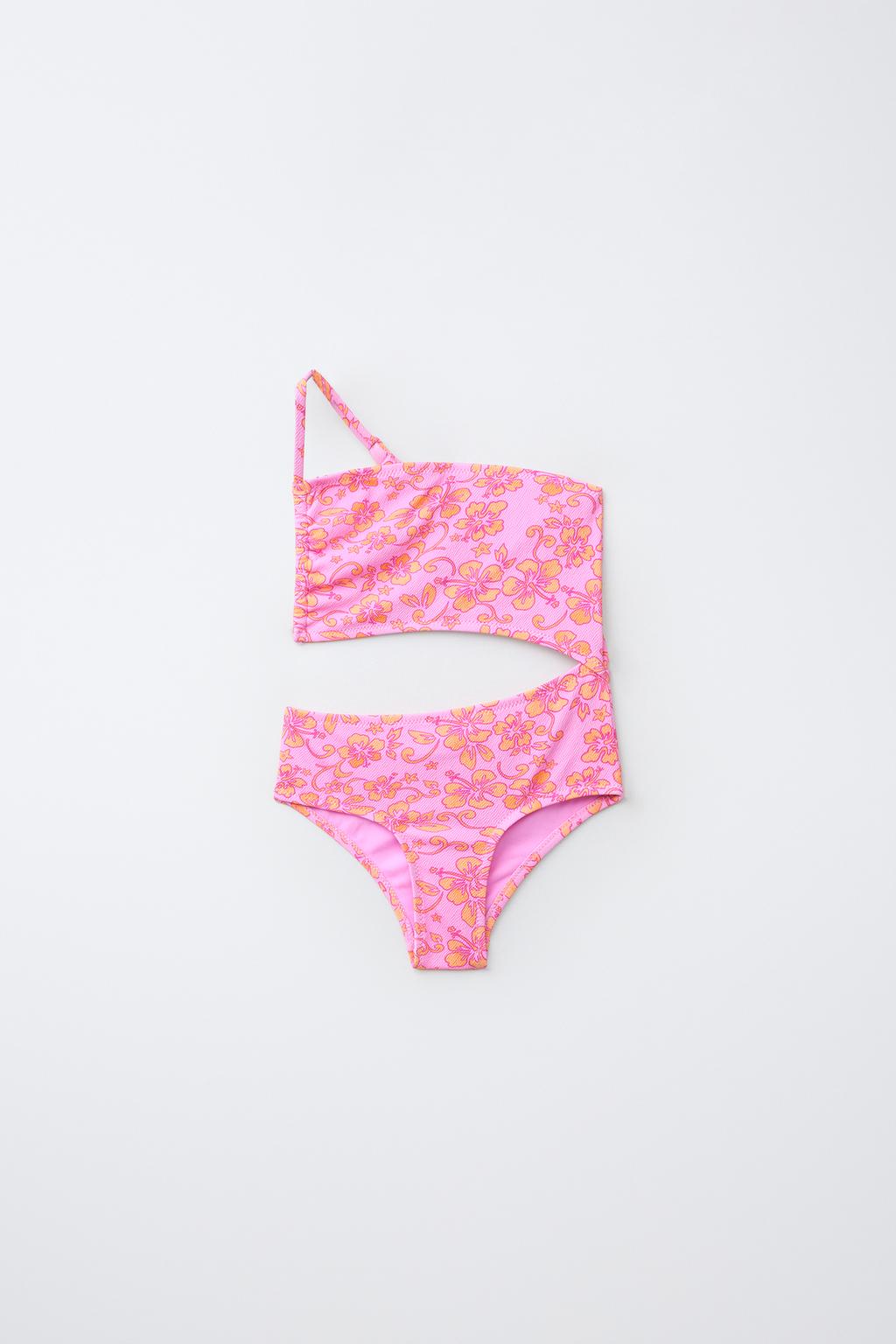 6-14 YEARS/ HIBISCUS CUT-OUT SWIMSUIT